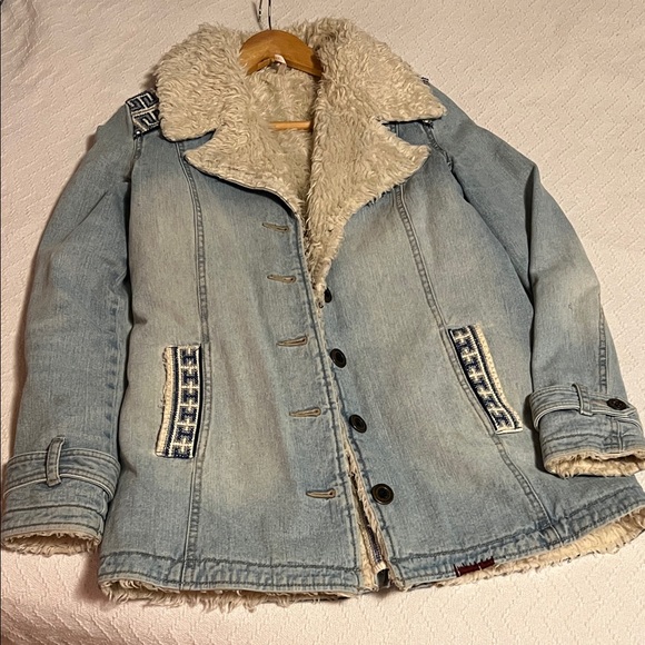 Free People Jackets & Blazers - Free People - VINTAGE - Women's Denim Jacket with Faux Shearling Lining